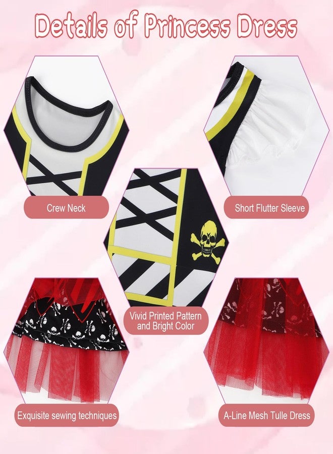 HenzWorld Pirate Costume Kids, Girls Pirate Dress for Halloween Carnival Christmas Cosplay Outfits Little Girl Buccaneer Costumes Tulle Dress Birthday Party Dressing up 3T 4T - Image 4